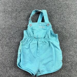 Jet Set Overalls Girls 2T Blue Cotton Twill Shortalls Elastic Waist Summer